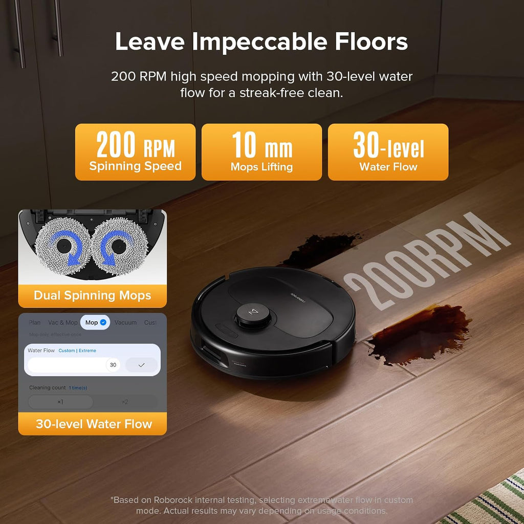 roborock Qrevo L Robot Vacuum and Mop, All-in-one Vacuum Cleaner, 10,000Pa Powerful Suction, Self Emptying & Refilling, Self Mop Washing & Air Drying, Anti-Tangle Brushes for Home, Pet Hairs, Black