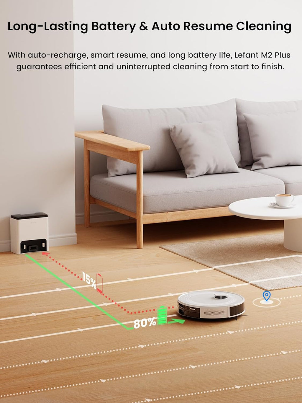 Lefant M2 Plus Robot Vacuum and Mop, 75-Day Self Emptying, 6000Pa Powerful Suction, dToF Laser Navigation, Customized Cleaning, Roller Brush for Carpet, Multi-Level Mapping, WiFi/App/Alexa, 2.4G/5G