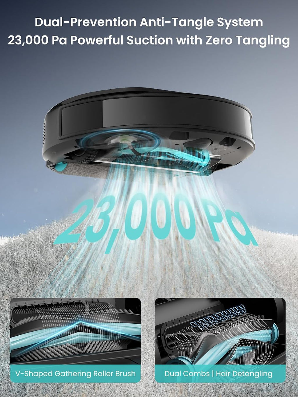 LEFANT M5 Max Robot Vacuum and Mop with Self-Emptying Base, 23000 Pa, 180mins, 3.2L Self-Emptying, 120-Day Hands-Free, dToF Laser Navigation, 5G WiFi/App/Alexa, Black