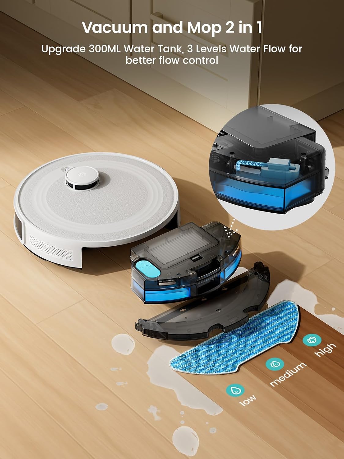 Lefant M2 Robot Vacuum and Mop, Upgraded PSD Obstacle Avoidance Technology, 6000Pa Strong Suction, 160min Runtime, dToF Navigation, Customized Cleaning, 3-Floor Mapping, WiFi/App/Alexa 2.4G & 5G