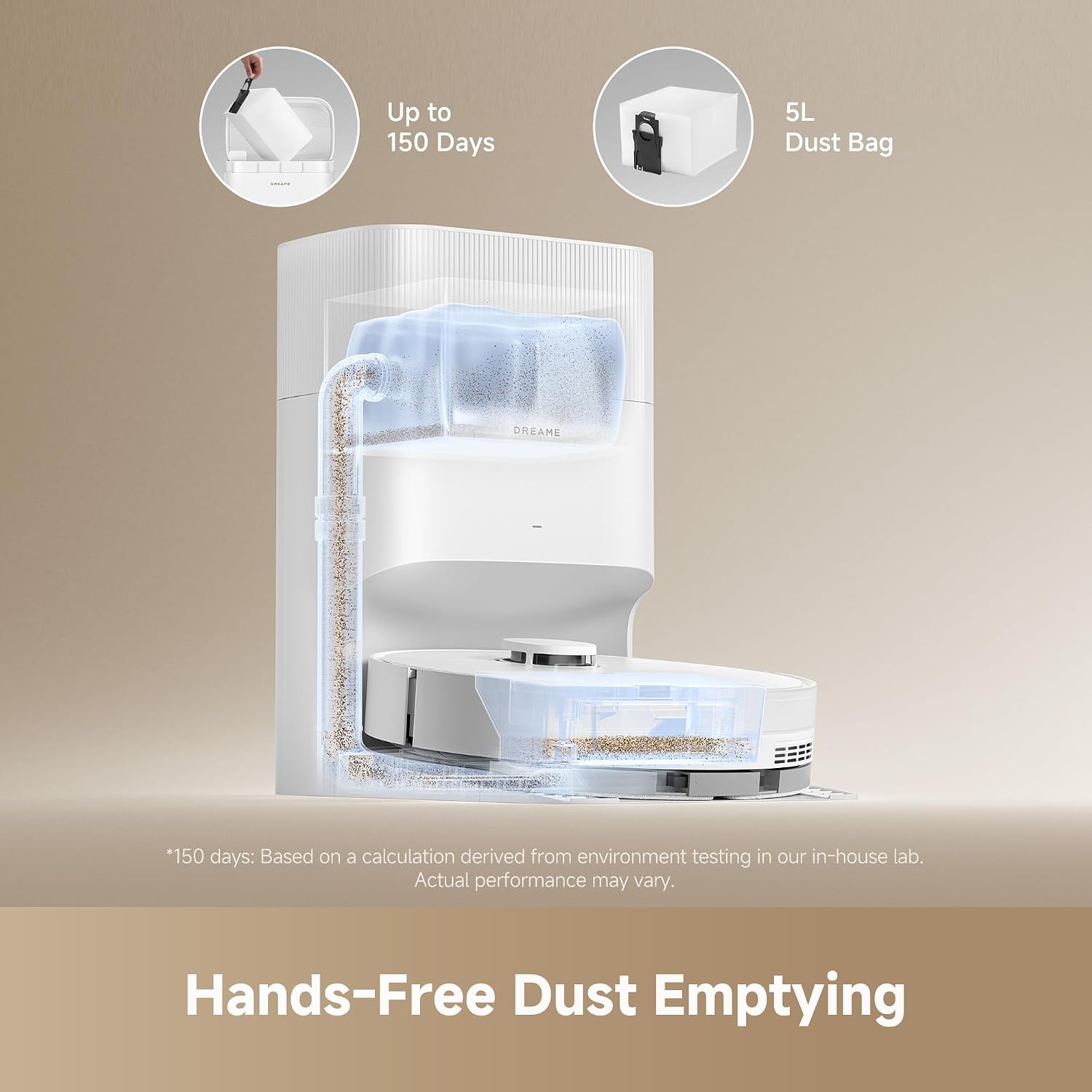 dreame D20 Plus Auto-Empty Robot Vacuum and Mop, 13000Pa Strong Suction, HyperStream Anti-Tangle Brush, 150 Days Hands-Free, Infrared Edge Cleaning, App Control