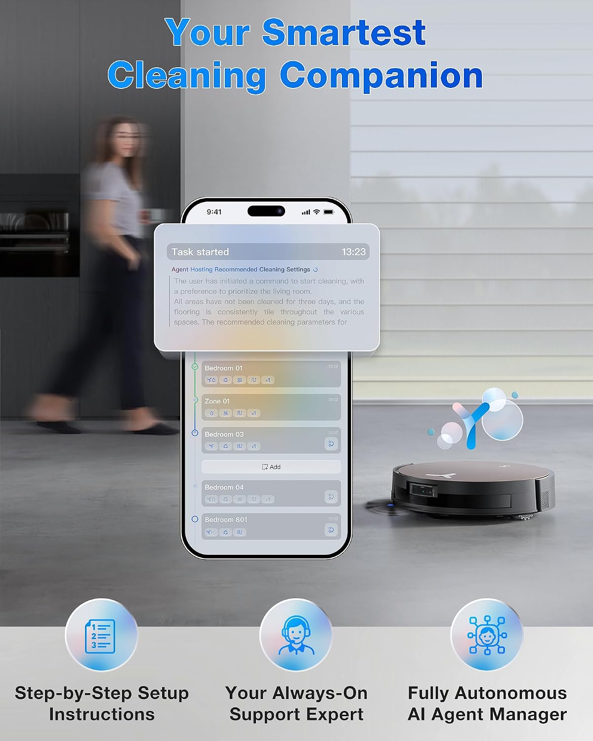 ECOVACS DEEBOT X11 PRO Omni Robot Vacuum and Mop, Auto Refill & Drain Station, 75°C Hot Wash, PowerBoost 1000m² Coverage, 19500Pa Suction, AI Agent YIKO, Self-Cleaning for Carpets Pet Hair