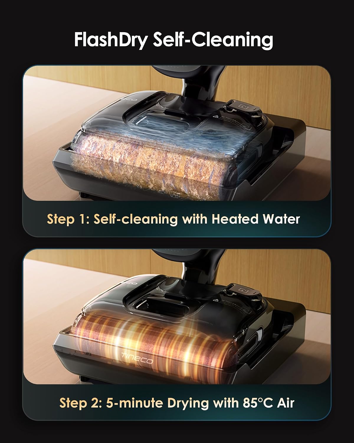 Tineco Floor One S7 Artist Wet Dry Vacuum Cleaner, 22kPa Suction, iLoop Smart Sensor, DualBlock Anti-Tangle Design, 85℃ Flashdry, 50 Min Runtime, Dual-Edge Cleaning, 180° Lay-Flat