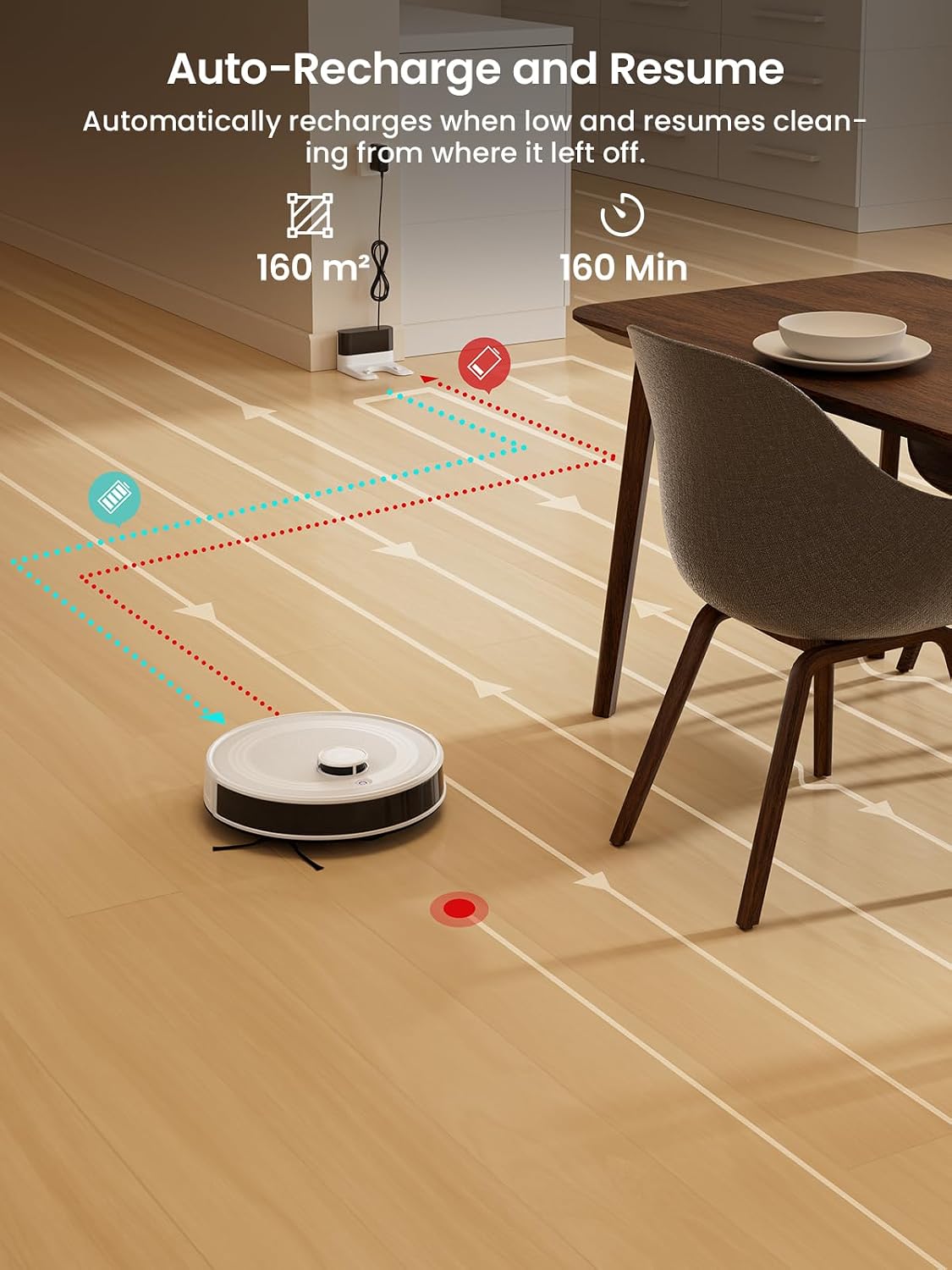 Lefant M2 Robot Vacuum and Mop, Upgraded PSD Obstacle Avoidance Technology, 6000Pa Strong Suction, 160min Runtime, dToF Navigation, Customized Cleaning, 3-Floor Mapping, WiFi/App/Alexa 2.4G & 5G