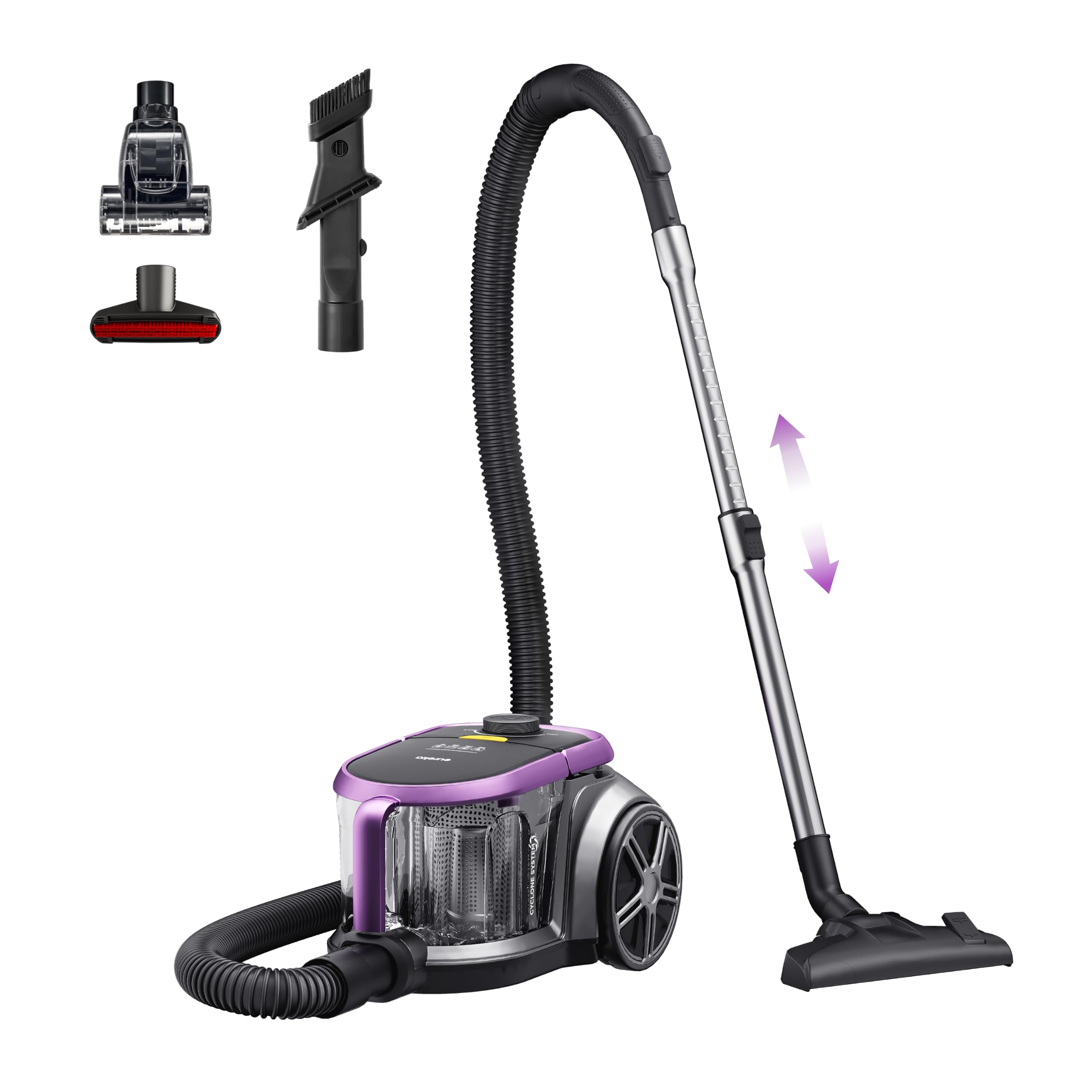 EUREKA NEN180 Bagless Vacuum Cleaner, Lightweight Cylinder Vacuum Cleaner with Single Cyclone System, 2000W Power Efficiency Motor, 2.2L Balgless Canister Vacuum Cleaner for Carpets and Hard Floors