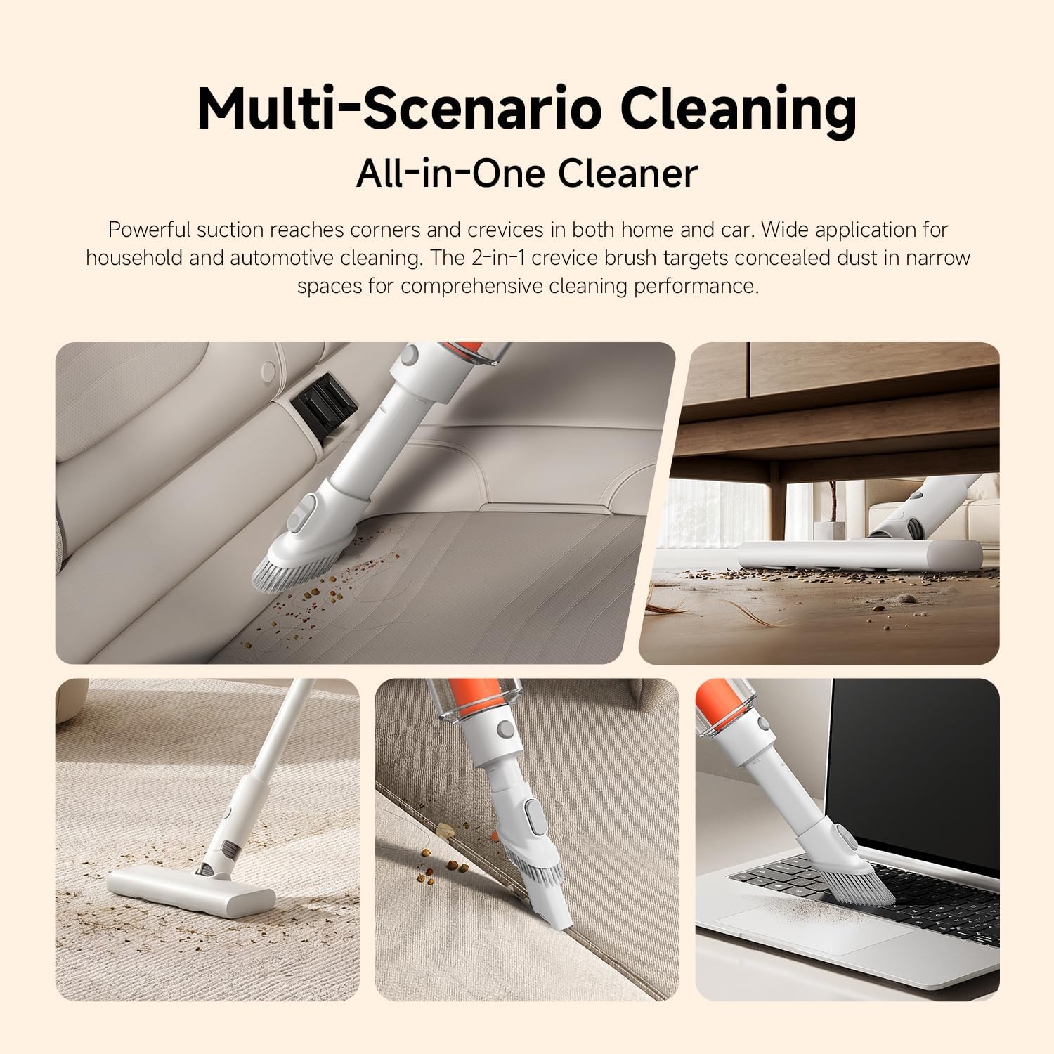 Xiaomi P30 Cordless Vacuum Cleaner, 22,000 Pa, Strong Suction, Lightweight 860 g, 40 Minutes Continuous Operation, 5-Stage Precision Filter, 2-Way Brush Nozzle, Compatible with Car & Crevice AU