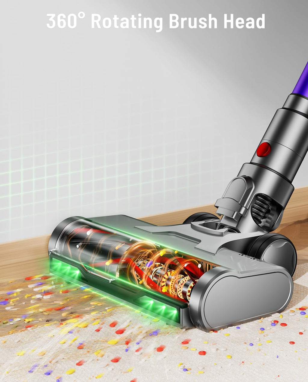 Cordless Vacuum Cleaner, 650W 55KPA 70Mins Cordless Stick Vacuum Cleaners with Self-Standing, LED Screen, Wall-Mounted Charging, Anti-Tangle Stick Vacuum Cleaners for All Floors