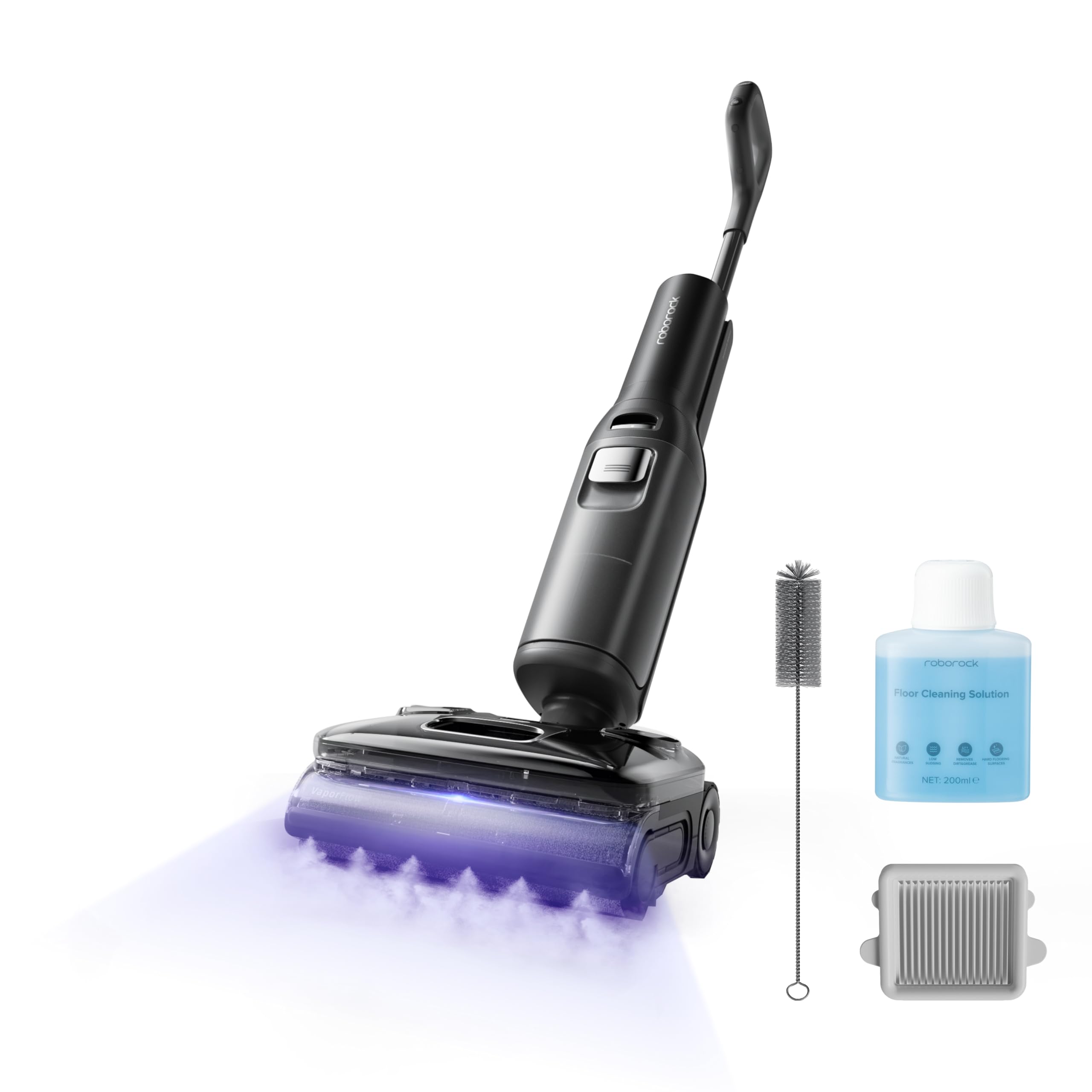 roborock F25 Steam Wet Dry Vacuum Cleaner, 80min Runtime, Great for Sticky Messes, 90°C Self-Cleaning, 95℃ Hot Air Drying, <1 mm Gap Edge-to-Edge Cleaning, Extended Battery Lifespan