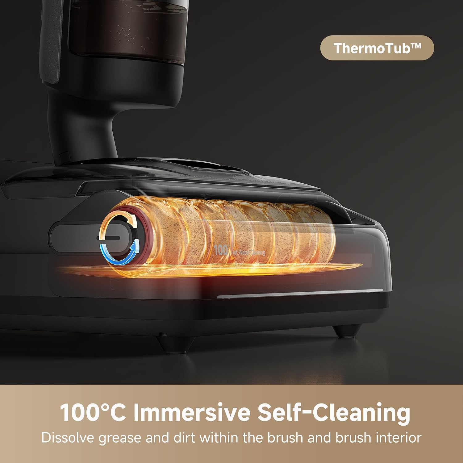 Dreame H15 Pro Wet & Dry Vacuum Cleaner and Mop, 21000Pa Suction, Up to 60 Min Runtime, 180° Lie-Flat Cleaning, ThermoTub 100°C Brush Self-Cleaning System, Hot Air Drying (Black)