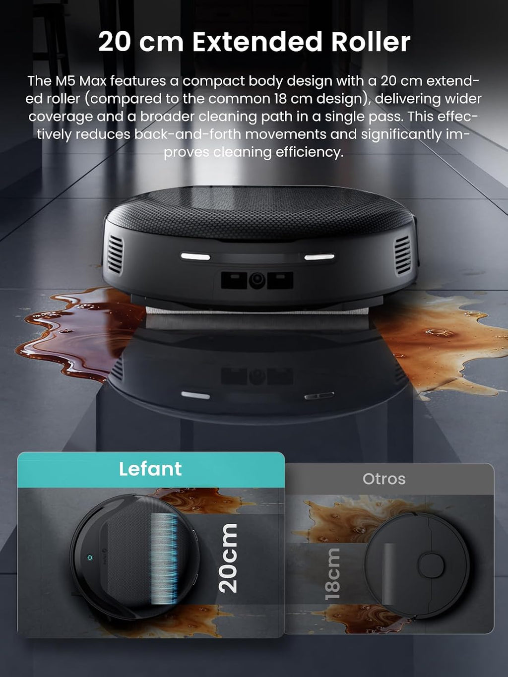 LEFANT M5 Max Robot Vacuum and Mop with Self-Emptying Base, 23000 Pa, 180mins, 3.2L Self-Emptying, 120-Day Hands-Free, dToF Laser Navigation, 5G WiFi/App/Alexa, Black