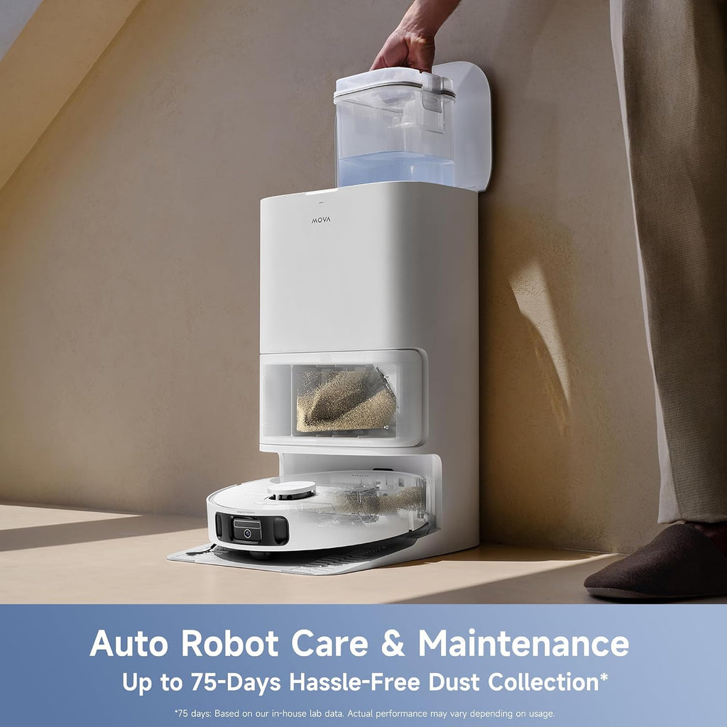 MOVA E40 Ultra Auto-Empty Robot Vacuum and Mop with 19,000Pa Suction Power, MaxiReach Mop Tech, Anti-Tangle Side Brush, All-in-one Station, Up to 75 Days Hands-Off Cleaning.