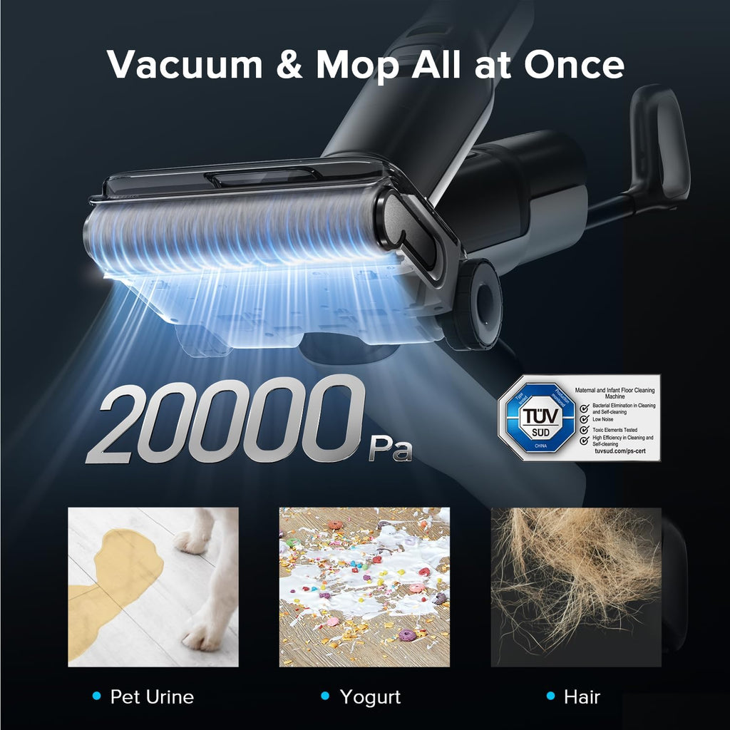 roborock F25 ACE Wet Dry Vacuum Cleaner, Cordless Vacuum Mop All in One for Hard Floor, 20000Pa Hardwood Floor Cleaner with Zero Tangle, 194°F Hot Air Flash Drying Electric Mop, 180° Lie Flat, WiFi