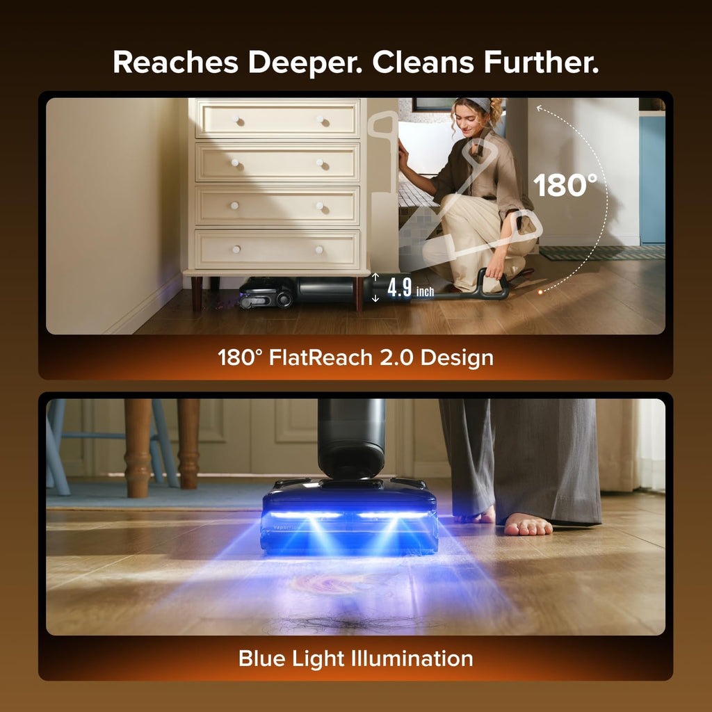 roborock F25 Steam Wet Dry Vacuum Cleaner, 80min Runtime, Great for Sticky Messes, 90°C Self-Cleaning, 95℃ Hot Air Drying, <1 mm Gap Edge-to-Edge Cleaning, Extended Battery Lifespan