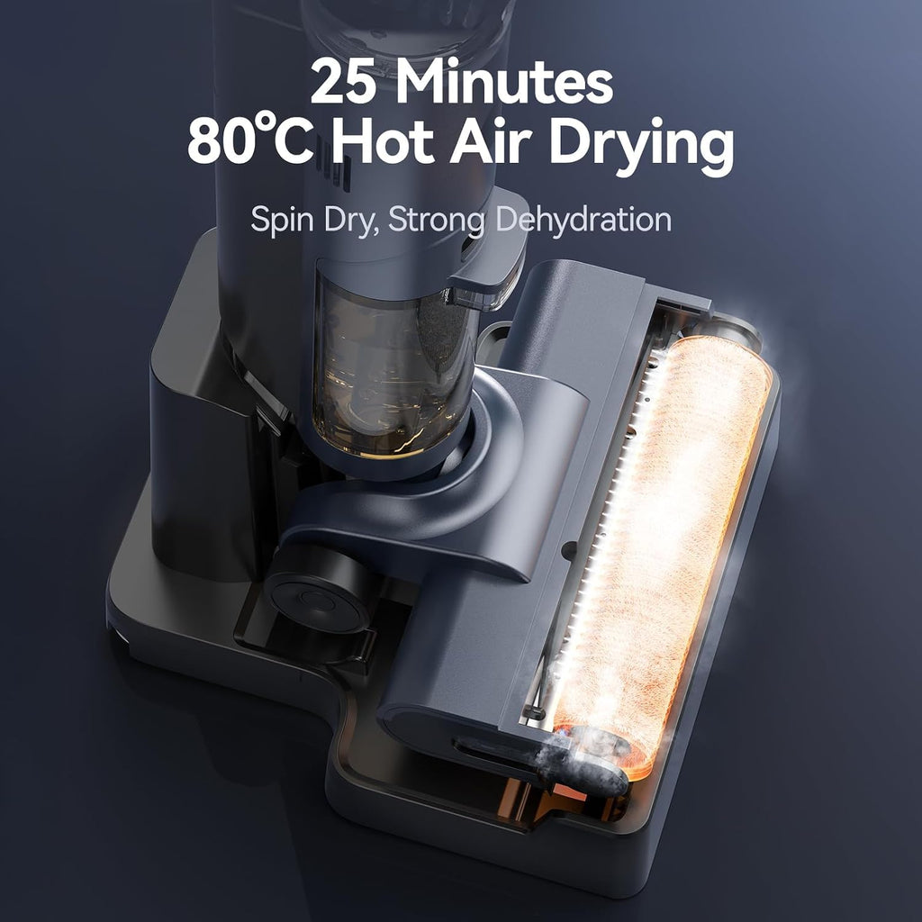 JONR ED12 PRO Cordless Wet Dry Vacuum Cleaner with 70℃ Hot Water Self-Cleaning & 80℃ Hot Air Drying, Tangle-Free Design, Dual-Sided Edge Cleaning, Smart Floor Washer for Hard Floors (L)