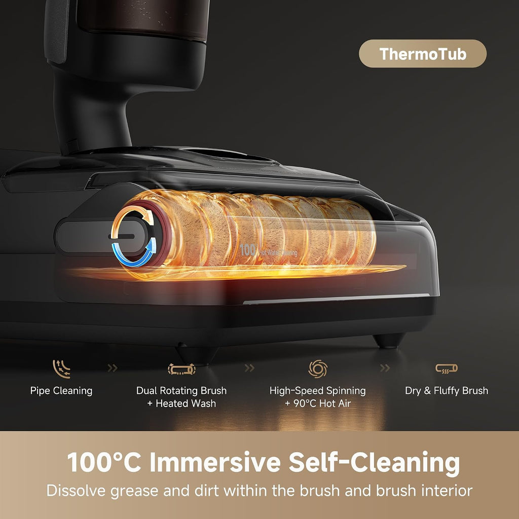 dreame H15 Cordless Wet Dry Vacuum Cleaner 21,000 Pa Suction, AI DescendReach Robotic Arm, Triple Edge,Tangle Cut Hair 180° Lie-Flat Reach, 100℃ Self-Cleanning,90℃ Quiet Drying 5min,Extended Runtime