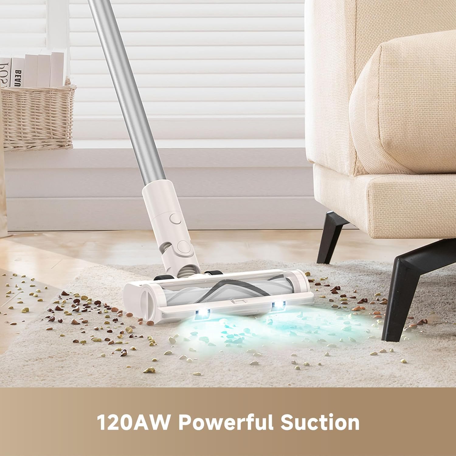 dreame R10 Pure Cordless Vacuum Cleaner, Stick Vacuum Cleaner for Home, 120AW Powerful Suction, Anti-Tangle, LED Headlights, Up to 60 Mins Runtime, Lightweight for Carpet, Hard Floor, Pet Hair