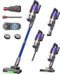 Powerful 5-in-1 Cordless Vacuum Cleaner with Green LED headlight, 55KPA 70Mins Stick Vacuum, 650W Dual Mode, Self-Standing, Anti-tangle, Low noise, Compact Vacuum Cleaners for Home/Pet Hair/All floors