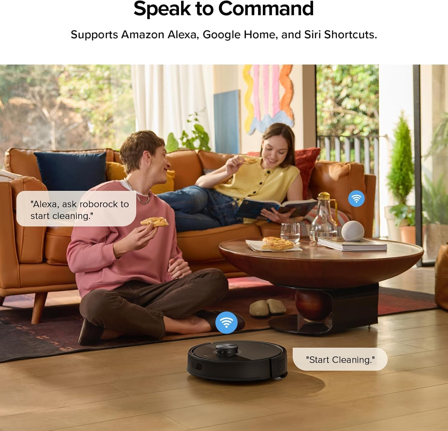 Roborock Q7T+ Robotic Vacuum Cleaner, Black, 8000 Pa Powerful Suction, App Control, HEPA Filter, Round, Battery Powered