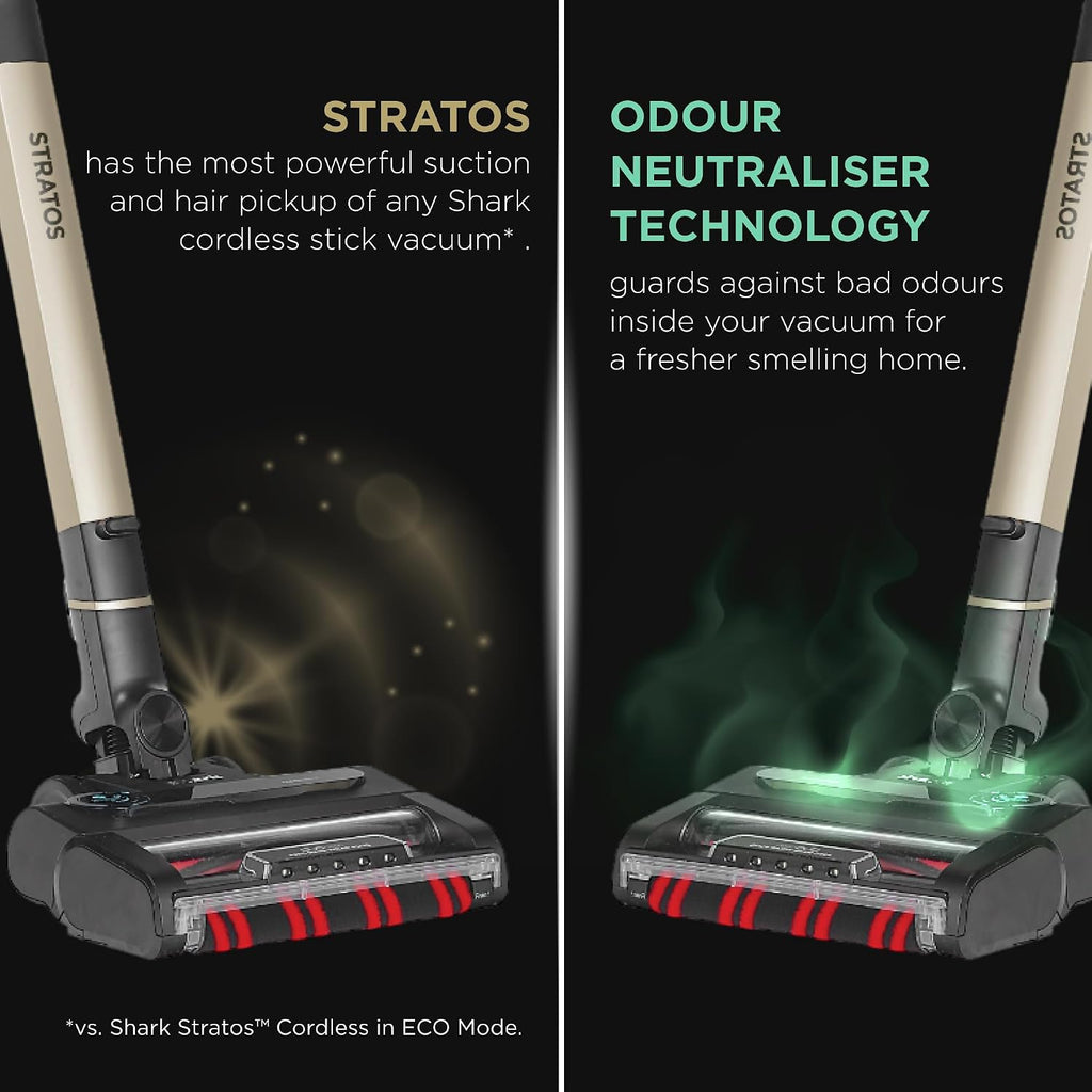Shark Stratos Cordless Pet Pro Vacuum with Clean Sense IQ, Powerful Stick Vacuum Cleaner with Anti Hair Wrap, Odour Neutraliser & Anti-Allergen Technology, Includes Accessories, IZ400ANZ, Brass