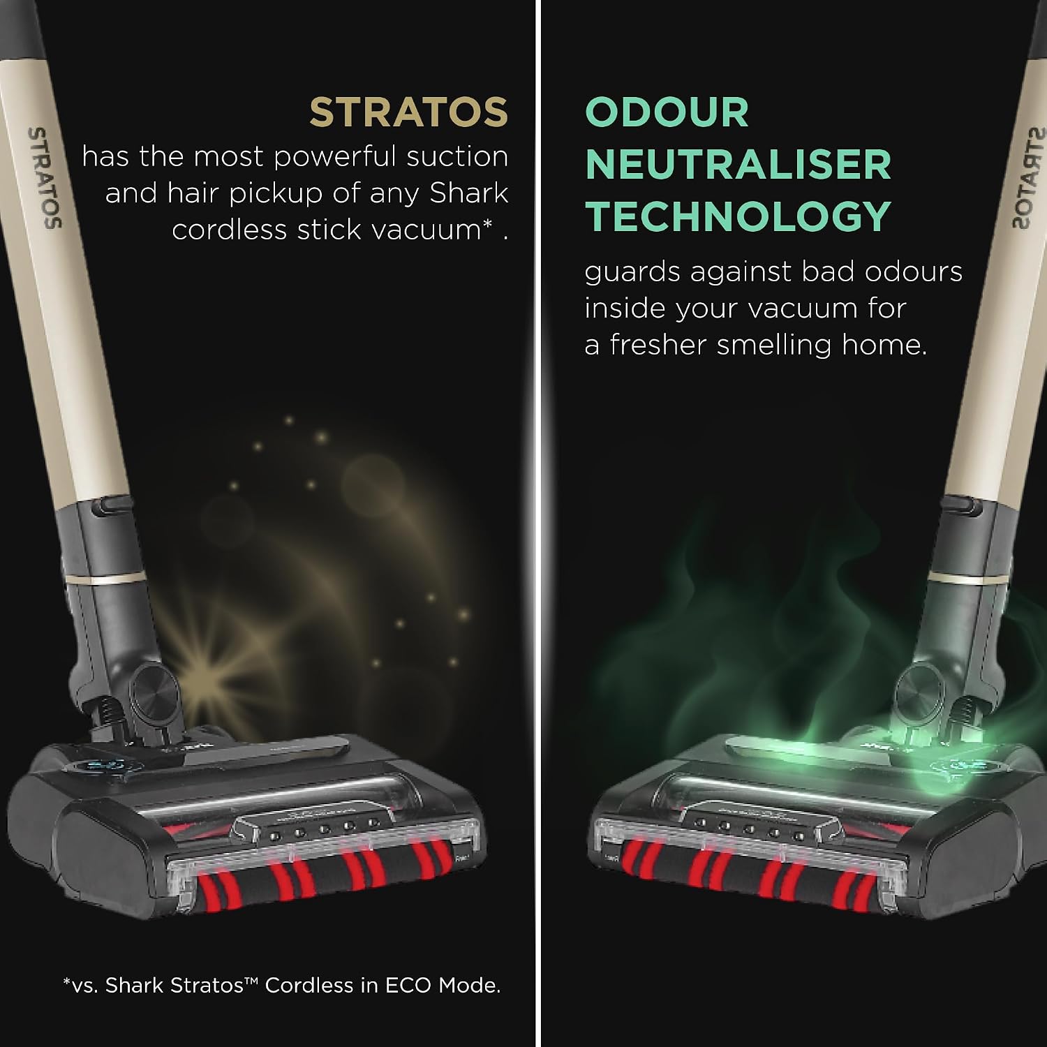Shark Stratos Cordless Pet Pro Vacuum with Clean Sense IQ, Powerful Stick Vacuum Cleaner with Anti Hair Wrap, Odour Neutraliser & Anti-Allergen Technology, Includes Accessories, IZ400ANZ, Brass