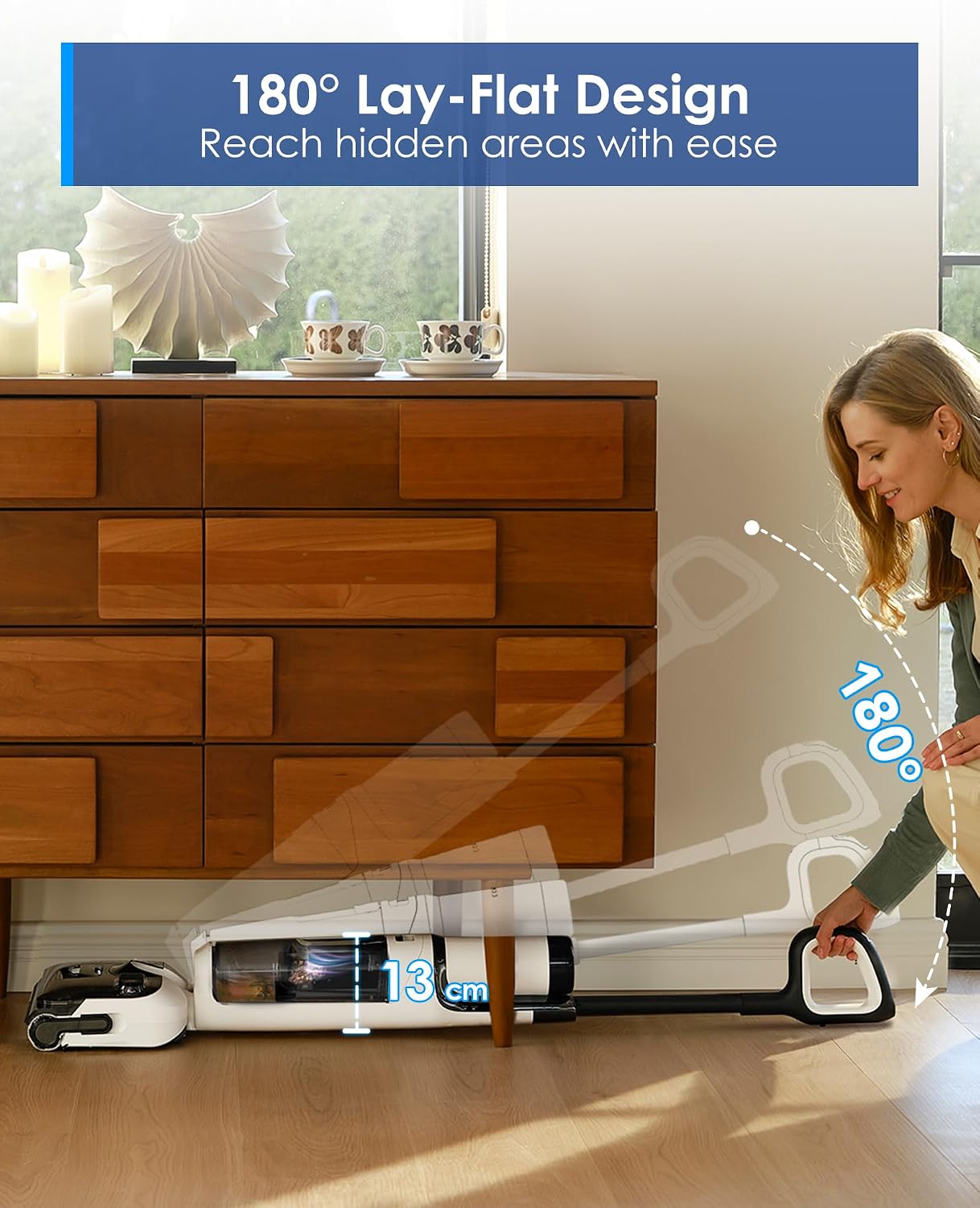 Tineco Floor ONE Stretch S6 Lite Wet Dry Vacuum Cleaner, 180°Lay-Flat, 13cm Compact Design, Self-Cleaning, Long Runtime, Dual-Sided Edge, Enhanced Cleaning Flexibility