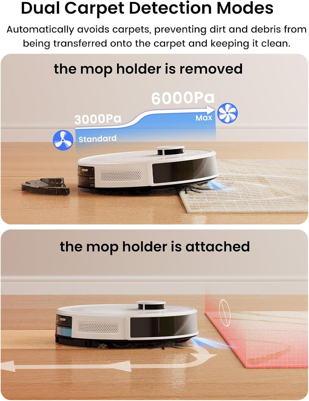 Lefant M2 Plus Robot Vacuum and Mop, 75-Day Self Emptying, 6000Pa Powerful Suction, dToF Laser Navigation, Customized Cleaning, Roller Brush for Carpet, Multi-Level Mapping, WiFi/App/Alexa, 2.4G/5G