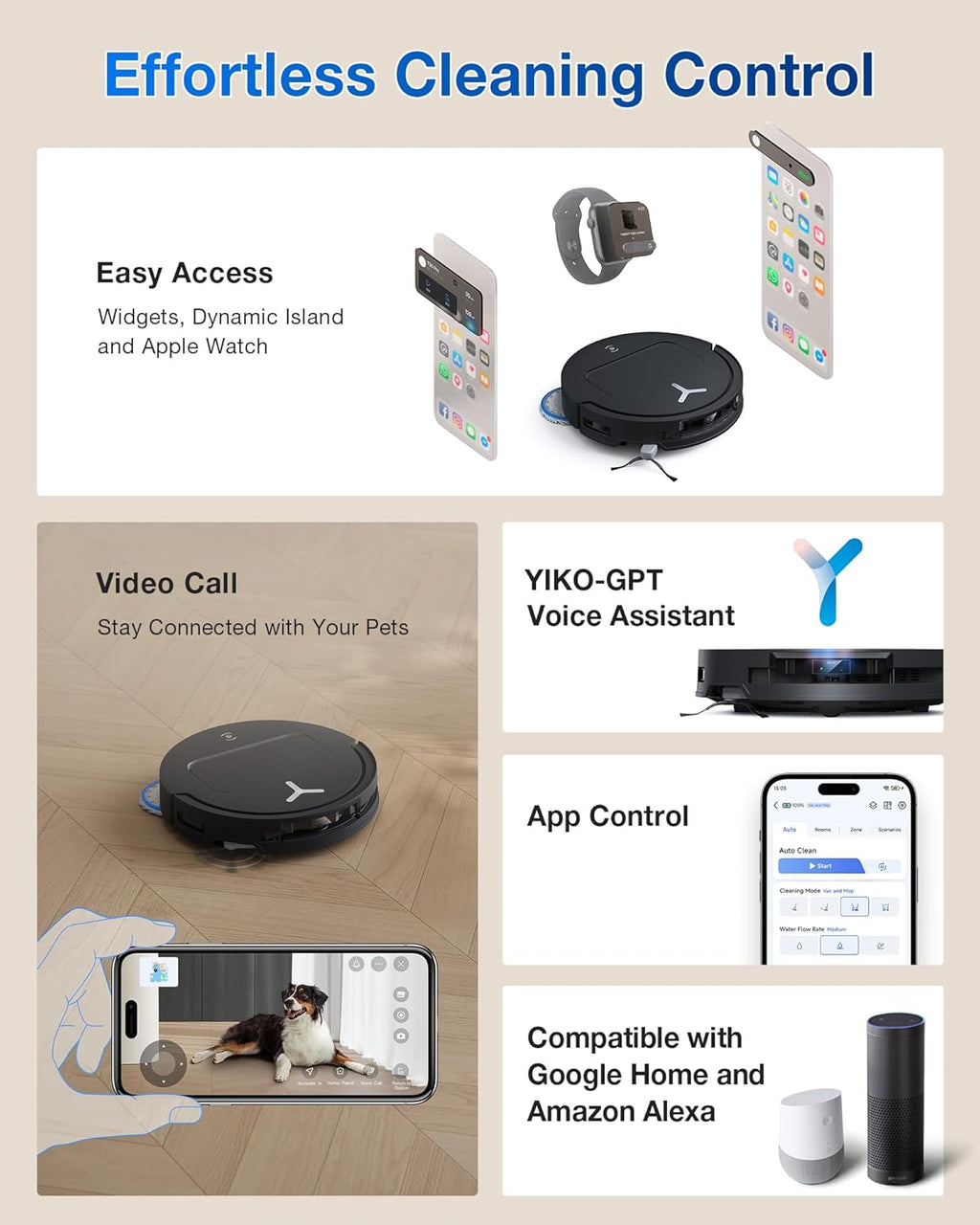 ECOVACS DEEBOT T50 PRO Omni Robot Vacuum and Mop, 8.1cm Ultra-Thin, 15000Pa Suction, ZeroTangle &TruEdge 2.0, AIVI 3.0 Obstacle Avoidance, Auto Mop Wash/Dry/Refill, Self-Emptying, Pet Hair Friendly