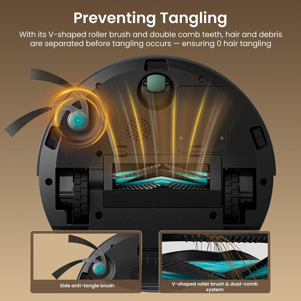 Lefant M210 Plus Robot Vacuum, Sweep & Mop in One, 6000Pa, 75-Day Self Emptying, ToF Laser Navigation, Ultra-Slim Body 80mm, V-Shaped Roller Brush, Multi-Level Mapping, 2.4G/5G WiFi/App/Alexa