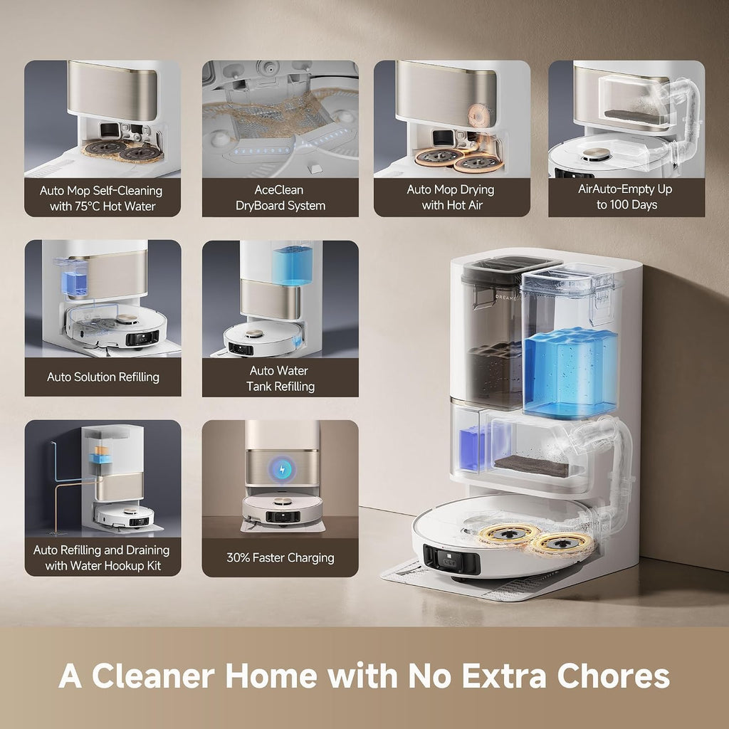 dreame L50 Ultra Robot Vacuum and Mop with ProLeap™ Smart Obstacle Navigation, 20,000Pa Suction Power, HyperStream™ Tangle-Free DuoBrush, and AceClean™ Self-Drying System;