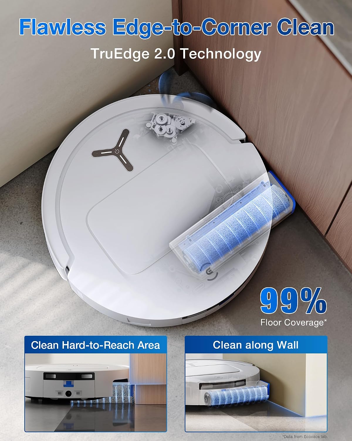 ECOVACS DEEBOT T80 Omni Robot Vacuum and Mop,18,000Pa Suction, Instant Self-Cleaning OZMO Roller Mop, TruEdge Deep Cleaning, AI Navigation and ZeroTangle 3.0 for Pets and Carpets