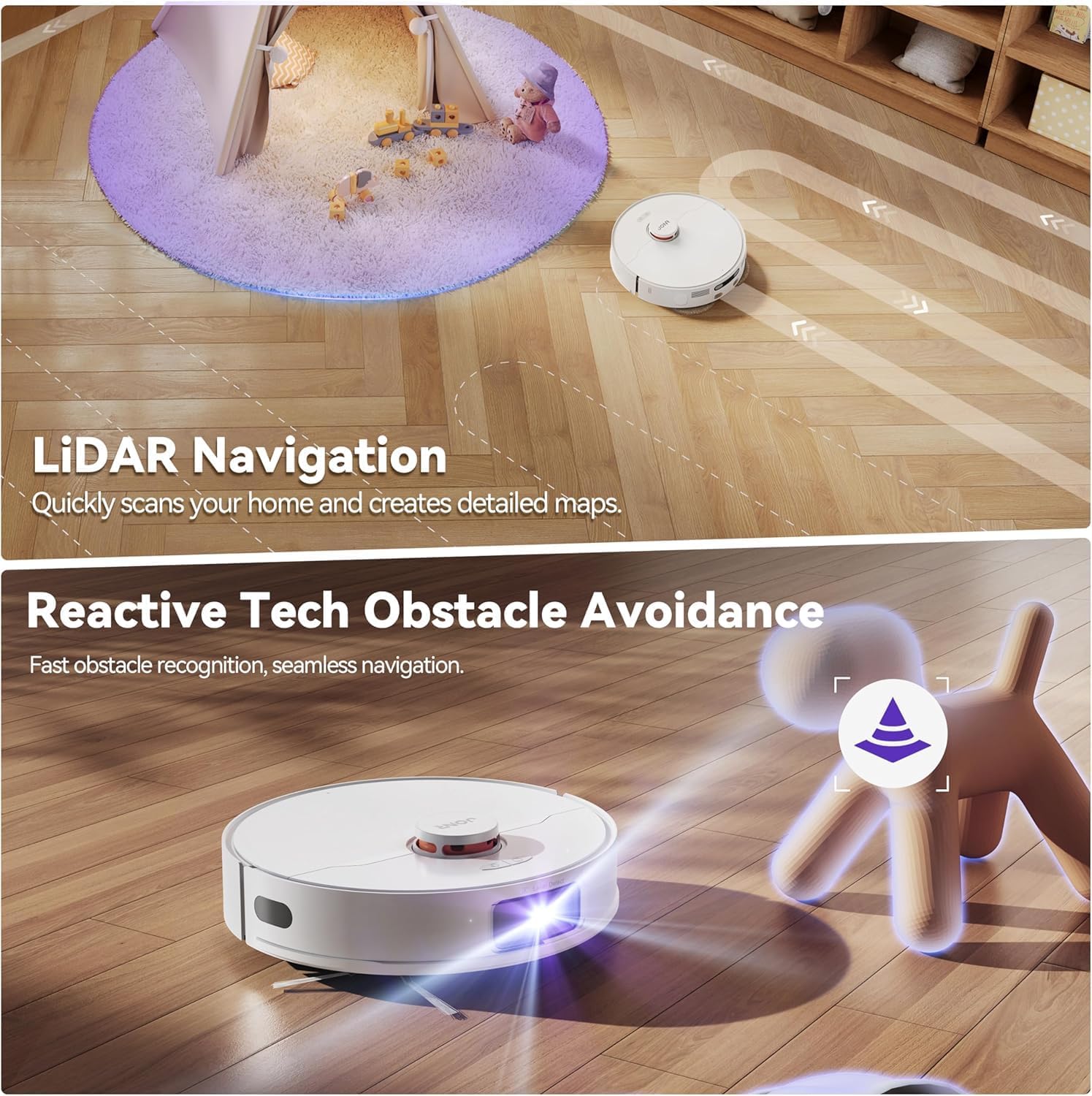JONR P20 Pro Robot Vacuum and Mop, 8150Pa Suction, Self-Cleaning & Hot Air Drying, Auto Dust Emptying & Water Refilling, Anti-Tangle, Obstacle Avoidance, All-in-One Vacuum Cleaner