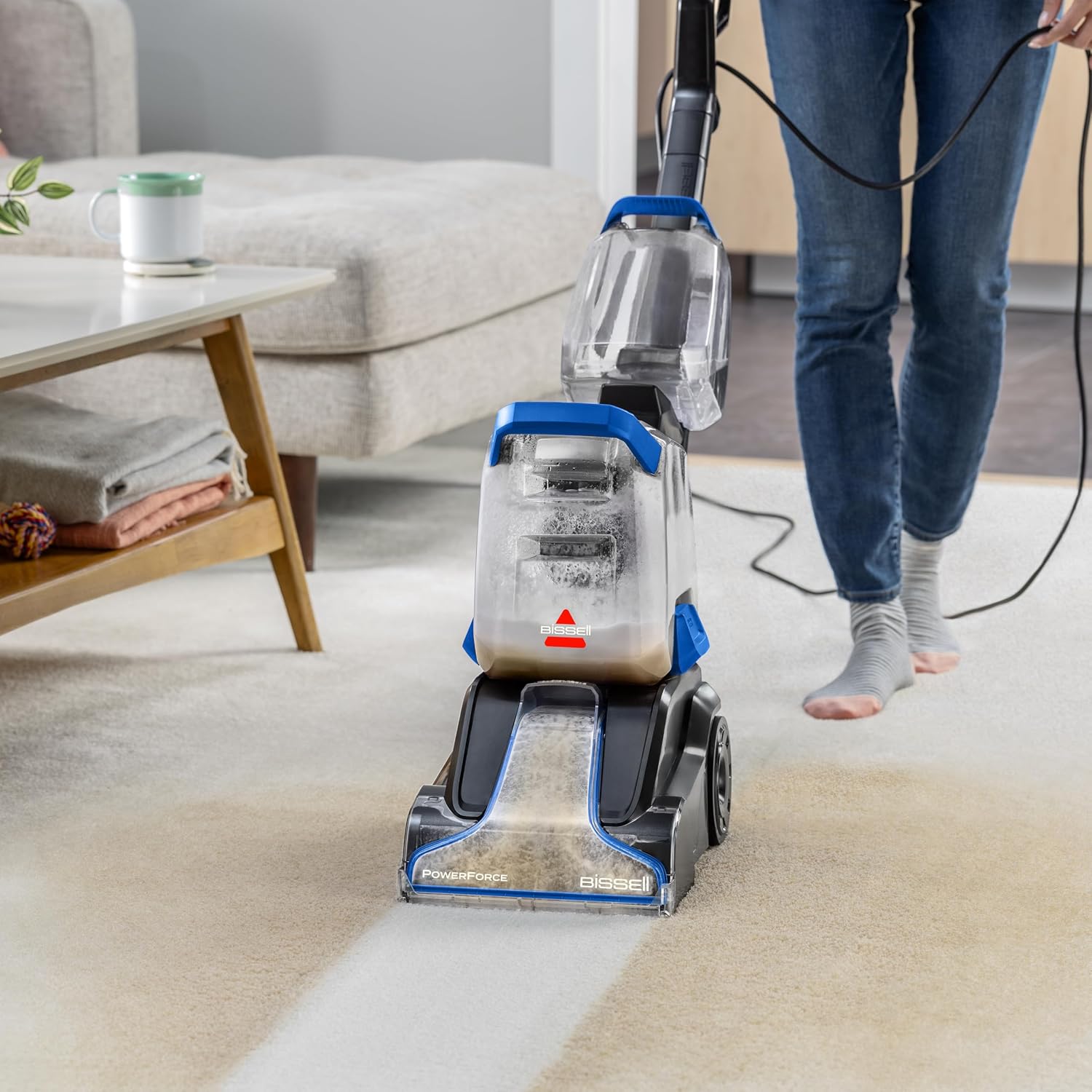 BISSELL PowerForce Upright Carpet Washer 4056F | Lightweight & Compact, Four-Row DeepReach PowerBrush for Powerful Stain & Pet Mess Removal, Easy to Empty & Clean