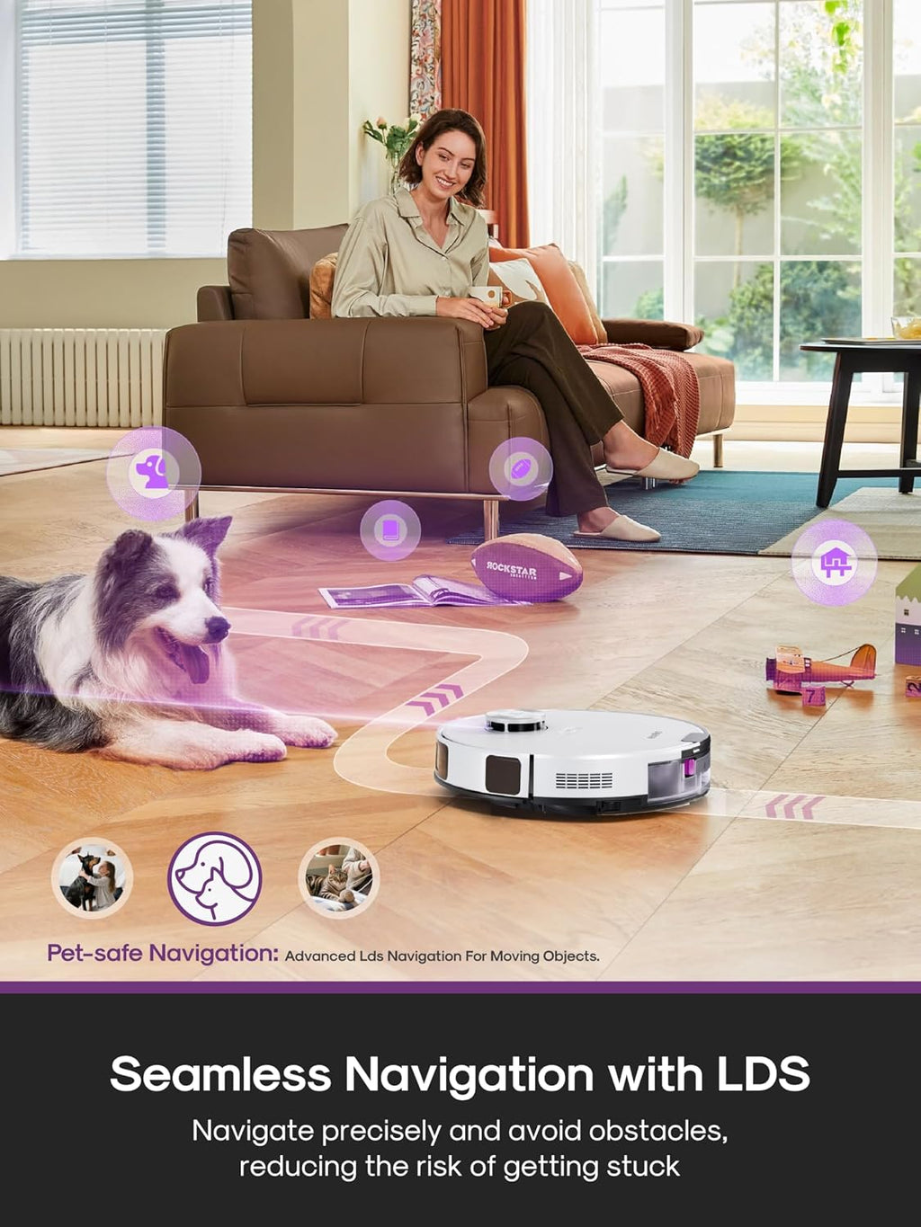 EUREKA E20 Evo Plus Robot Vacuum and Mop, Bagless Self-Emptying Station, 10000pa Suction, Anti Hair-Tangling Brush, LiDAR Navigation for Carpet&Hard Floors, Auto Lifting Mop, App Control, White