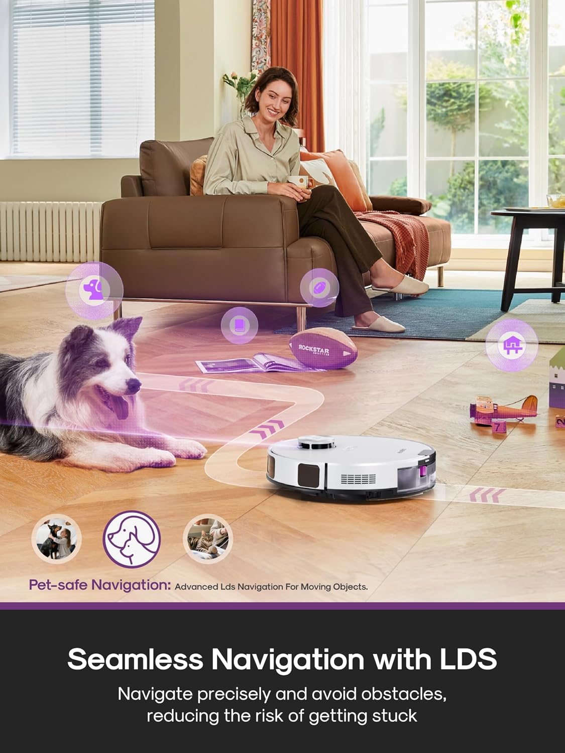 EUREKA E20 Evo Plus Robot Vacuum and Mop, Bagless Self-Emptying Station, 10000pa Suction, Anti Hair-Tangling Brush, LiDAR Navigation for Carpet&Hard Floors, Auto Lifting Mop, App Control, White