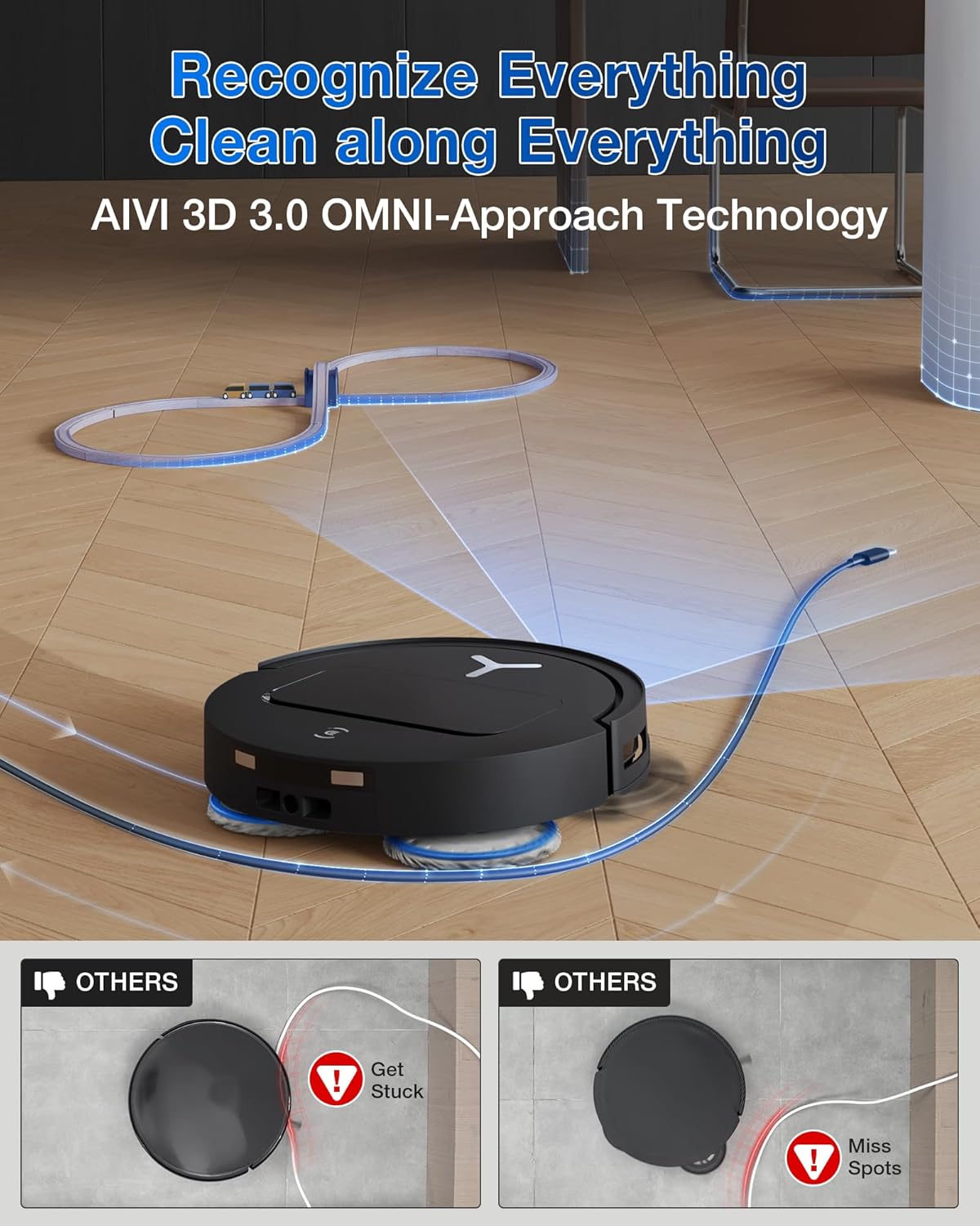 ECOVACS DEEBOT T50 PRO Omni Robot Vacuum and Mop, 8.1cm Ultra-Thin, 15000Pa Suction, ZeroTangle &TruEdge 2.0, AIVI 3.0 Obstacle Avoidance, Auto Mop Wash/Dry/Refill, Self-Emptying, Pet Hair Friendly
