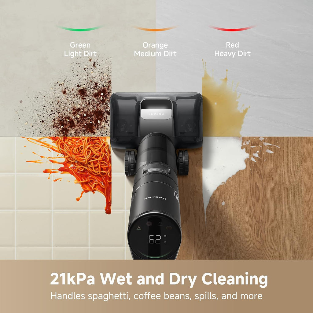 Dreame H15 Pro Wet & Dry Vacuum Cleaner and Mop, 21000Pa Suction, Up to 60 Min Runtime, 180° Lie-Flat Cleaning, ThermoTub 100°C Brush Self-Cleaning System, Hot Air Drying (Black)