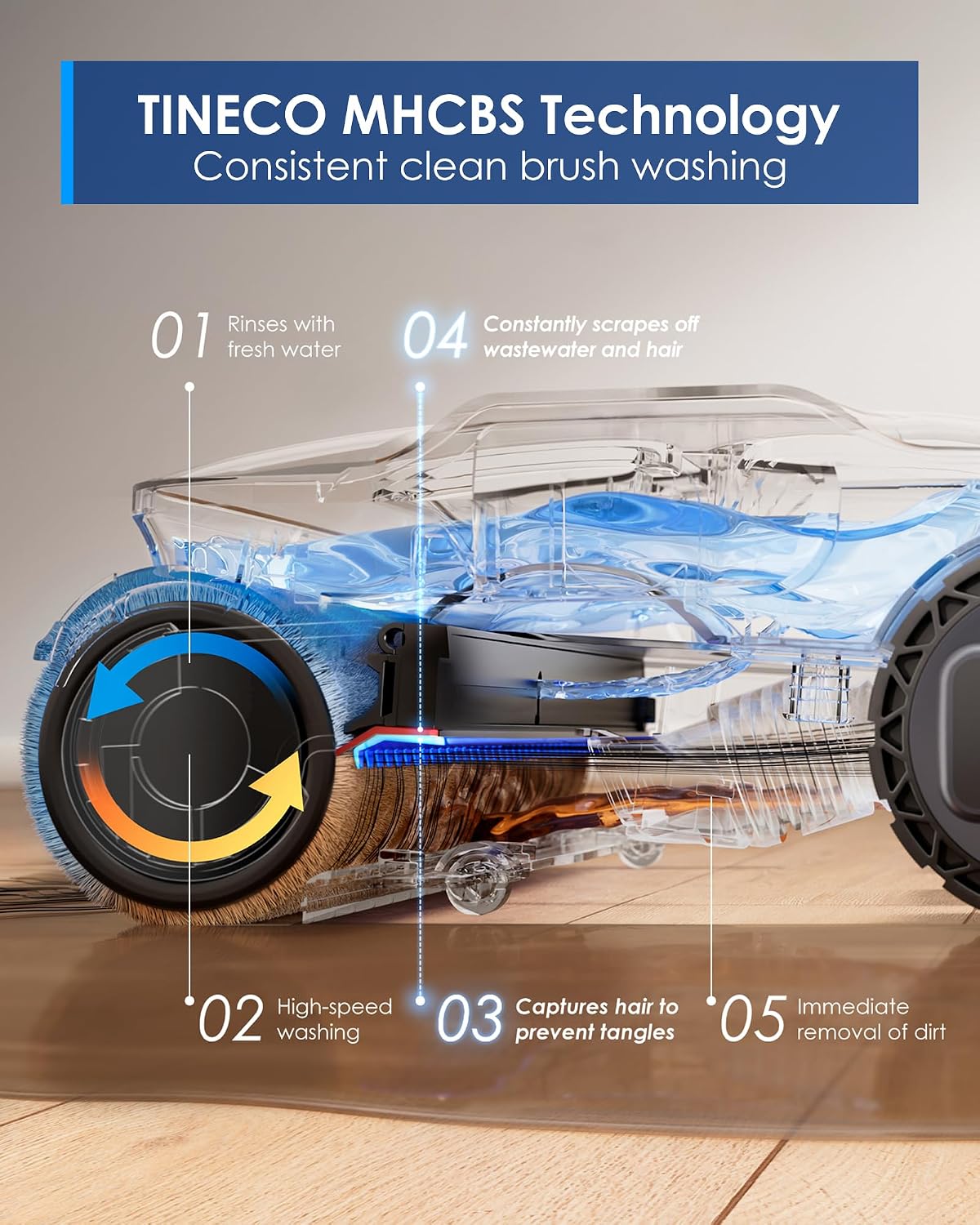 Tineco Floor One S9 Artist Wet Dry Vacuum Cleaner, 22kPa Suction, 360° SmoothDrive, Anti-Tangle Design, 85℃ Flashdry, 50 Min Runtime, Dual-Edge Cleaning, 180° Lay-Flat