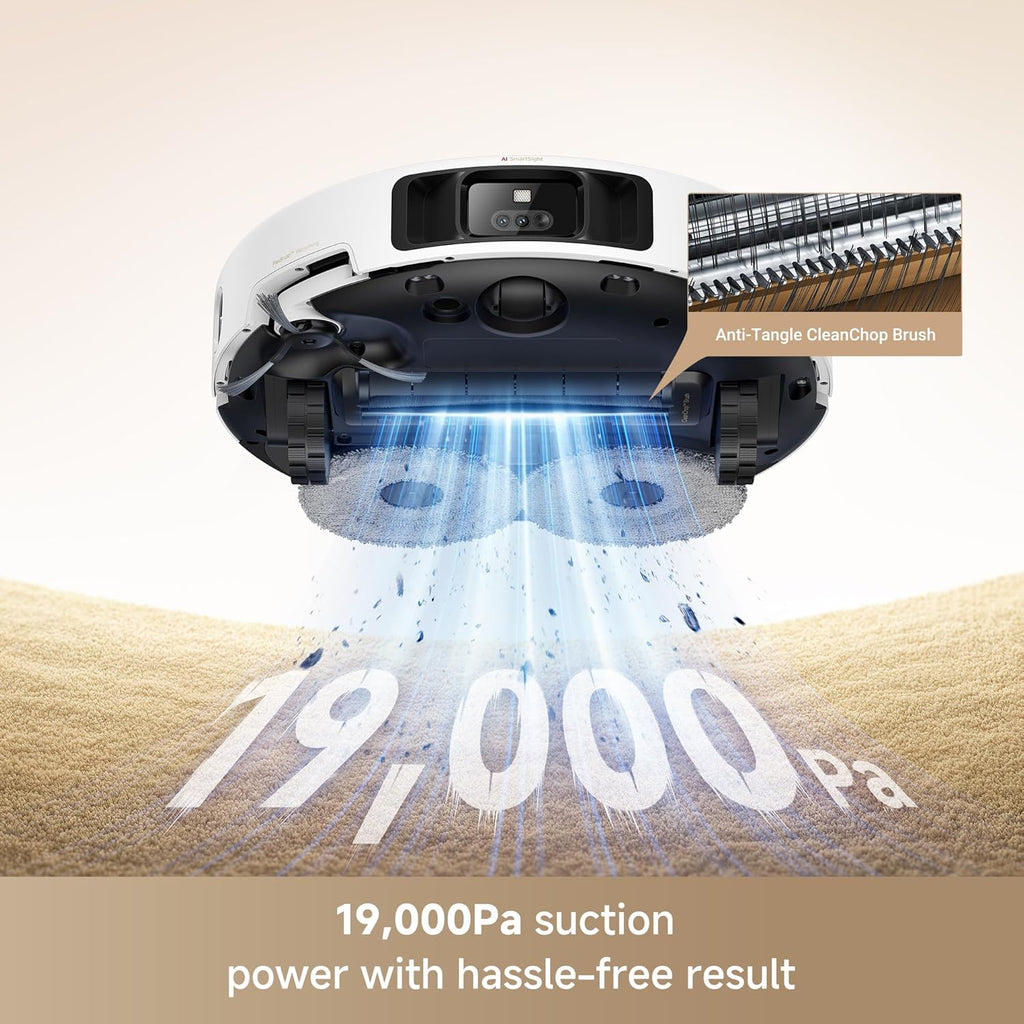 MOVA P50 Pro Ultra Robot Vacuum and Mop, 19,000Pa Suction Corner to Edge Cleaning, 75℃ Dock Self Cleaning, Auto-Empty, Voice & App Control