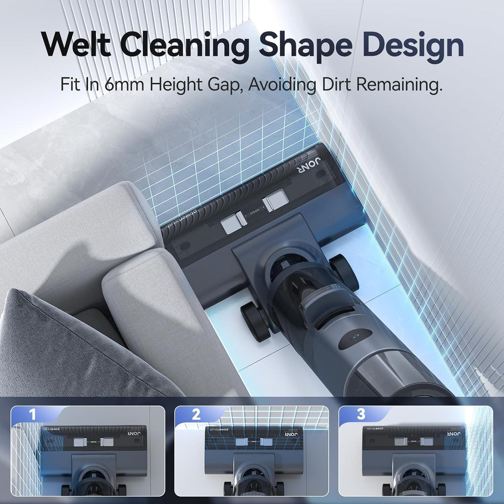 JONR ED12 PRO Cordless Wet Dry Vacuum Cleaner with 70℃ Hot Water Self-Cleaning & 80℃ Hot Air Drying, Tangle-Free Design, Dual-Sided Edge Cleaning, Smart Floor Washer for Hard Floors (L)