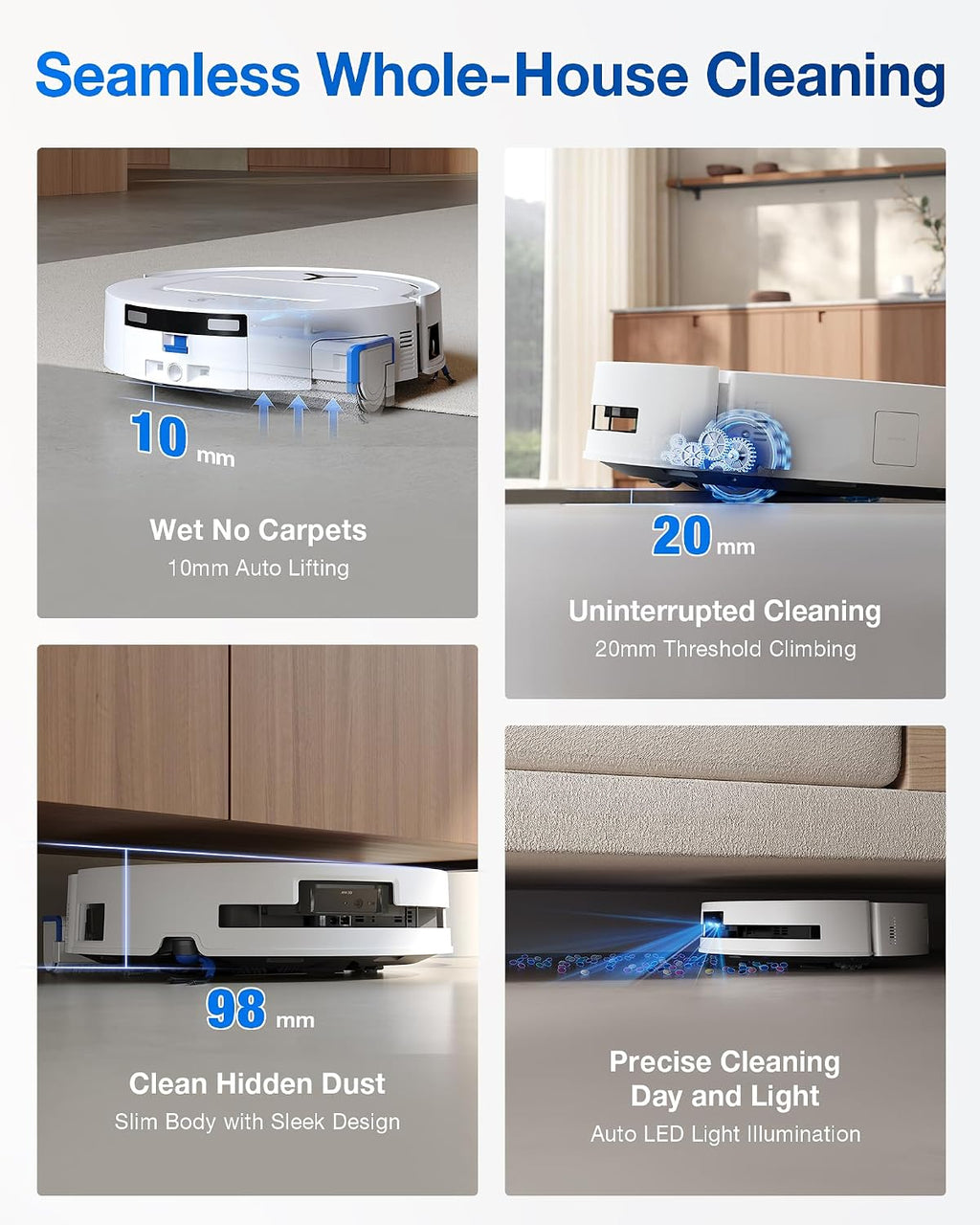 ECOVACS DEEBOT T80 Omni Robot Vacuum and Mop,18,000Pa Suction, Instant Self-Cleaning OZMO Roller Mop, TruEdge Deep Cleaning, AI Navigation and ZeroTangle 3.0 for Pets and Carpets