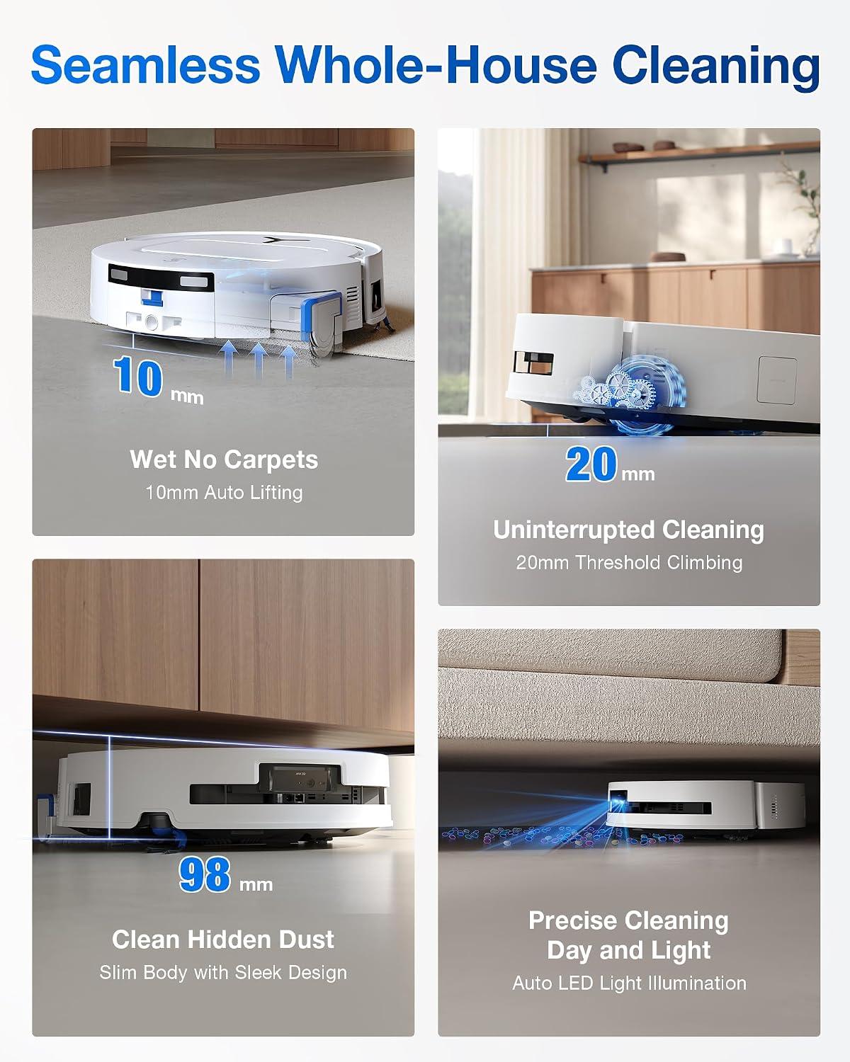 ECOVACS DEEBOT T80 Omni Robot Vacuum and Mop,18,000Pa Suction, Instant Self-Cleaning OZMO Roller Mop, TruEdge Deep Cleaning, AI Navigation and ZeroTangle 3.0 for Pets and Carpets