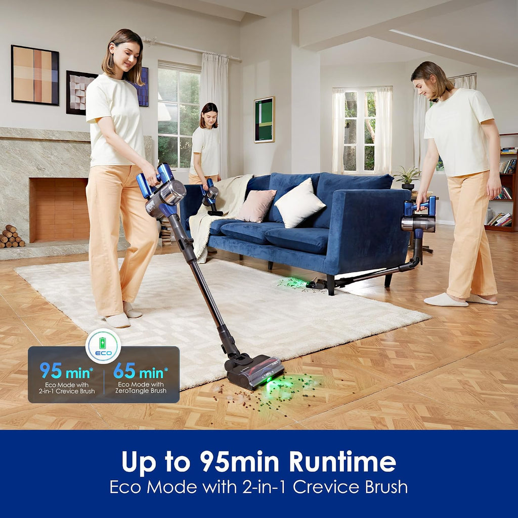 Tineco Pure ONE S50 Pro Cordless Stick Vacuum Cleaner, 200AW Powerful Suction, Zero Tangle Brush, 95Min Runtime, 180° Foldable Tube, 120° Green Light, Easily Tackles Large Debris Stick Vacuum