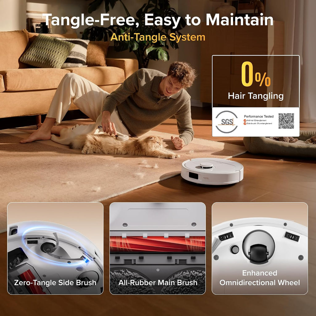 roborock Qrevo L Pro Robot Vacuum and Mop, 18,500Pa Powerful Suction, 75°C Water Mop Washing & 45°C Air Drying, All-in-One Self-Emptying & Refilling Dock, Anti-Tangle Brushes for Home, Pet Hair, White