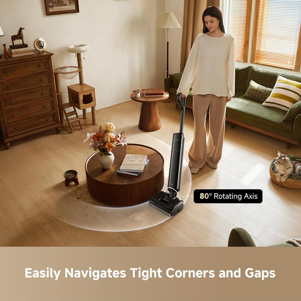 dreame T16 SE Wet and Dry Vacuum, 9.85cm Ultra-Slim, 23kPa Suction, Smart 90°C Hot Wash, 95°C Hot Air Drying, Tangle-Free, Streak-Free, Lightweight Design, 35min Runtime