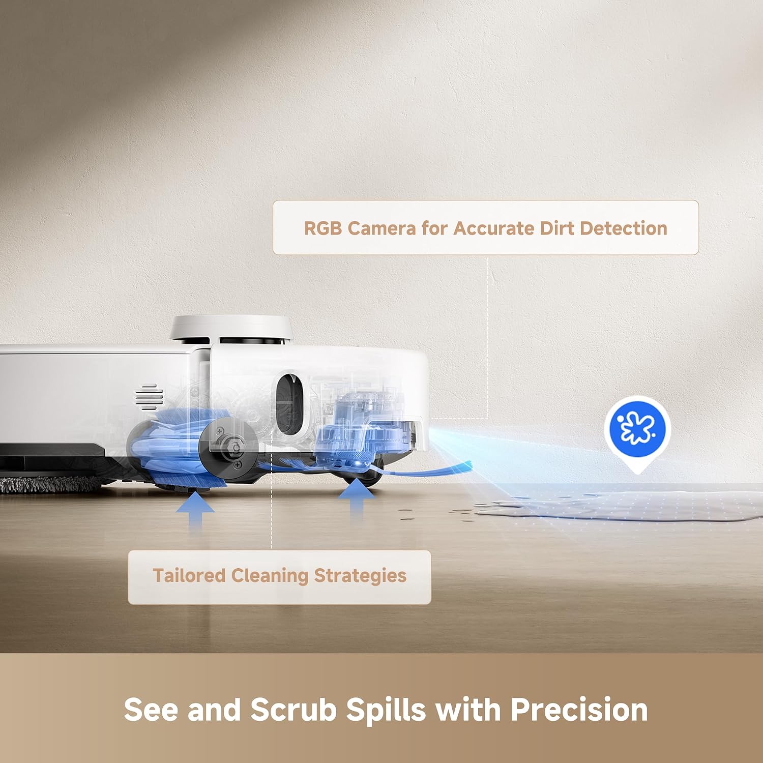 MOVA P50 Pro Ultra Robot Vacuum and Mop, 19,000Pa Suction Corner to Edge Cleaning, 75℃ Dock Self Cleaning, Auto-Empty, Voice & App Control