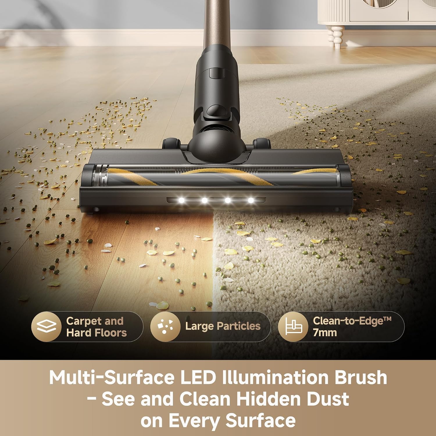 dreame R10 Vacuum Cleaner, LED Display& LED Illumination Brush, Flexible Extension Rod,250W/20,000 Pa, up to 45 Mins, 0.5 L Dust Container, One-Click Dirt Emptying, Anti-Tangle Brush with Light