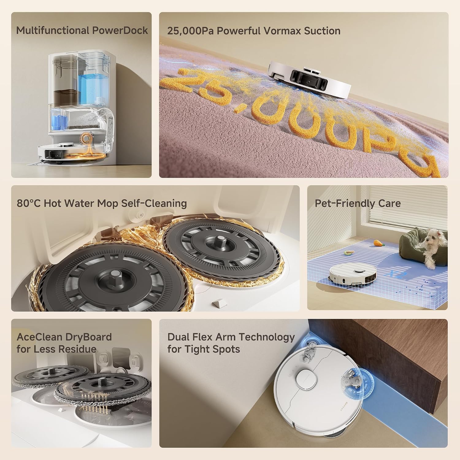 dreame L50 Ultra CE Robot Vacuum and Mop,25,000Pa Suction, Auto-Empty & Self-Cleaning Mop,80°C Hot Water Washing,FlexArm Tech,3DAdapt Obstacle Avoidance,All-in-One Station, App& Alexa Control