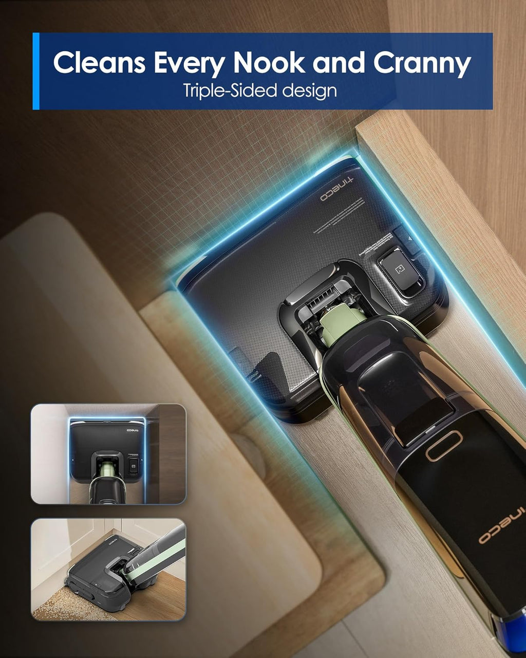 Tineco Floor ONE S7 Master Wet Dry Vacuum Cleaner, 23kPa Suction Vacuum Mop with DustReveal Green Headlight, 65 Min Runtime, 85℃ Flashdry, 9.9cm Ultra-Slim Stretch Mo