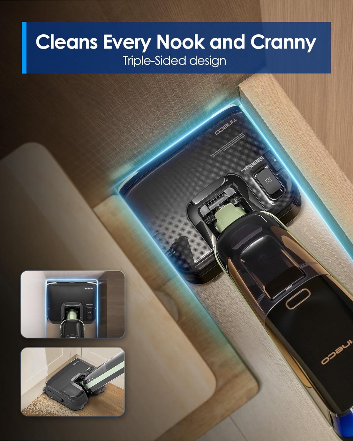 Tineco Floor ONE S7 Master Wet Dry Vacuum Cleaner, 23kPa Suction Vacuum Mop with DustReveal Green Headlight, 65 Min Runtime, 85℃ Flashdry, 9.9cm Ultra-Slim Stretch Mo