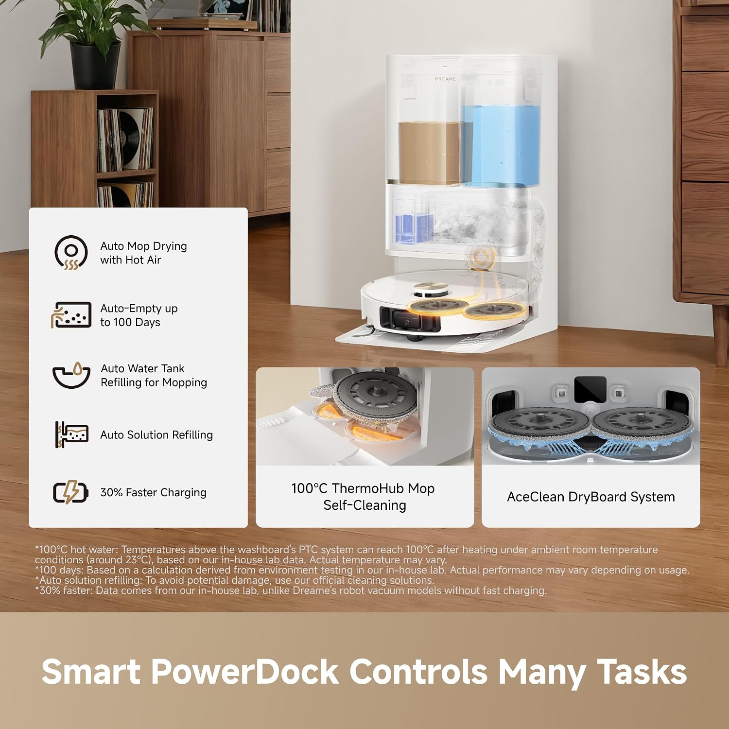 dreame L50 Ultra AE Robot Vacuum Cleaner Mop with Automatic Emptying, Mop with Self-Cleaning at 100 ° C, Suction Power of 30,000 Pa,Obstacle Avoidance and 360° Navigation, Thorough Cleaning from